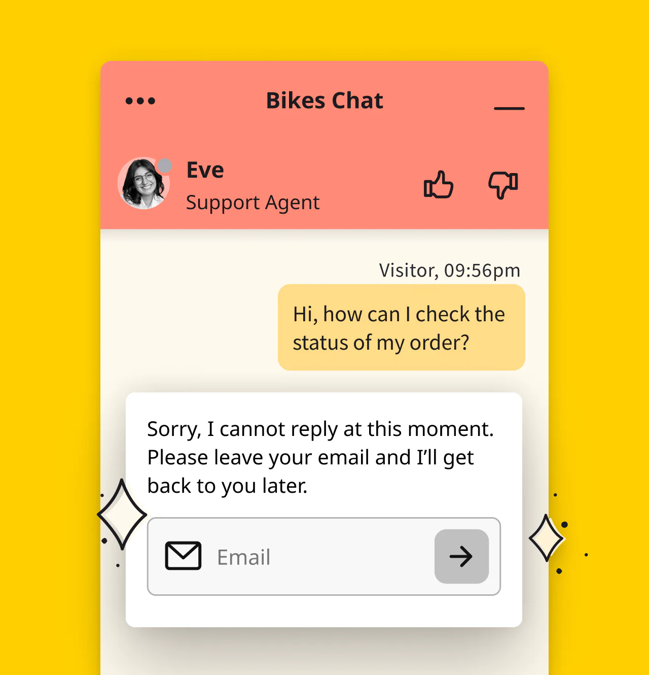 Illustration of the inactivity message in the LiveChat® chat widget