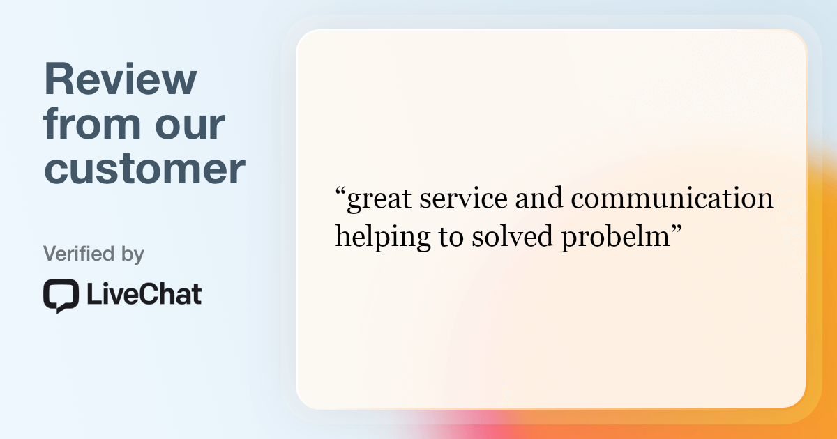 Review from our customer: great service and communication helping to solved problem