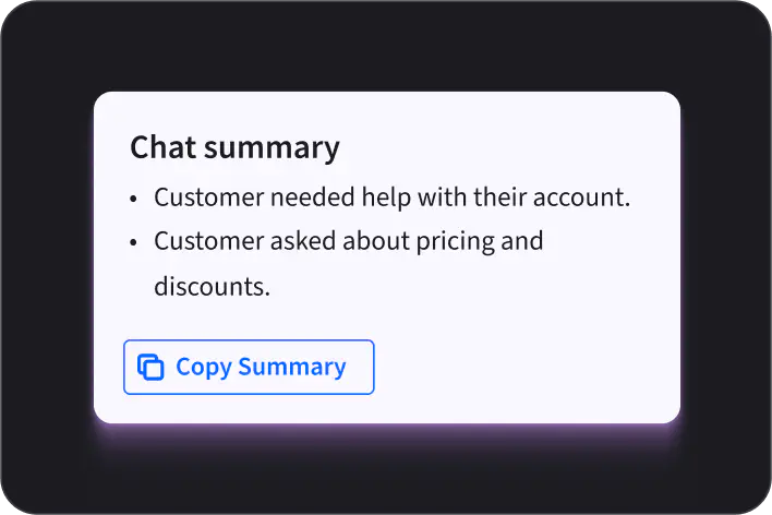 AI summary of live chat conversation