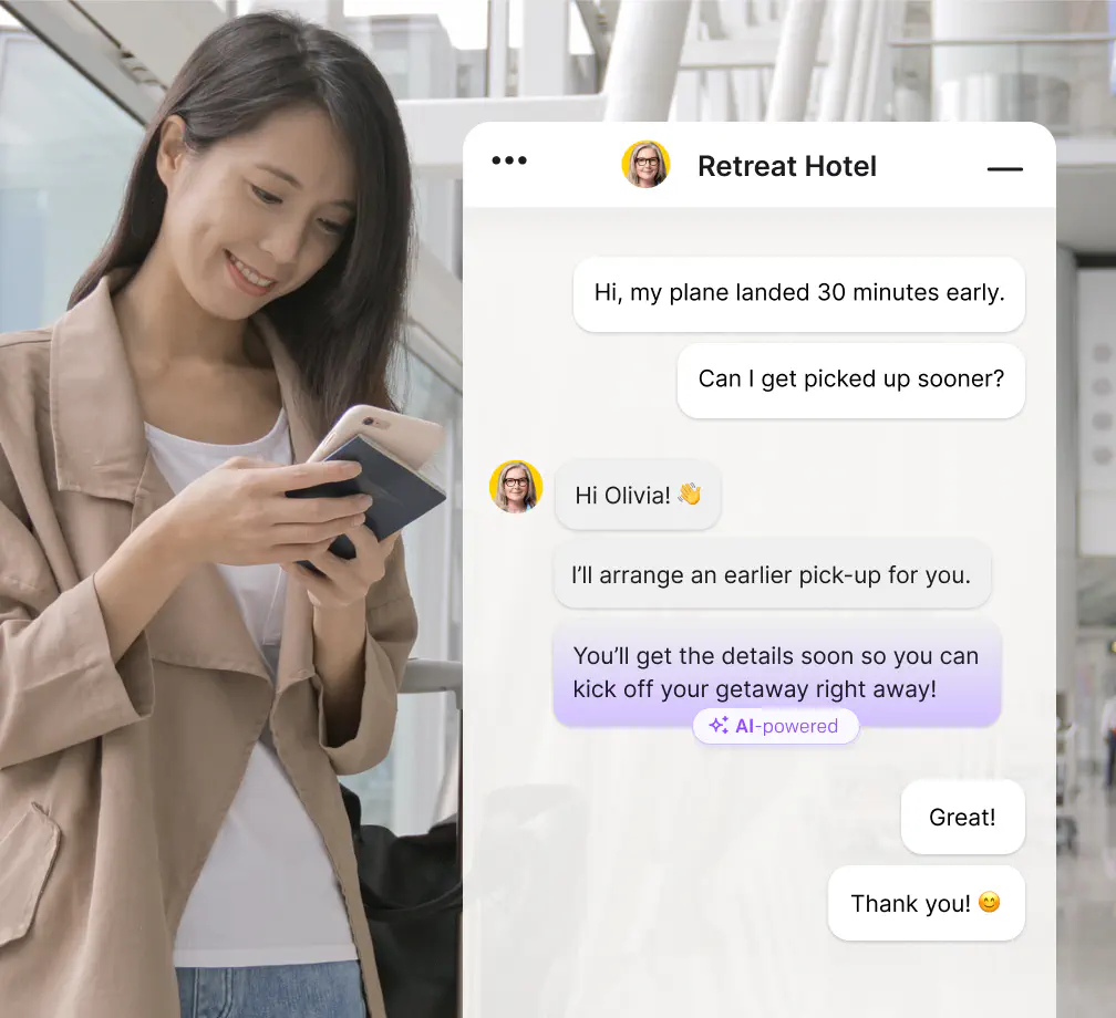 Example use of AI in customer service to enhance messages in live chat