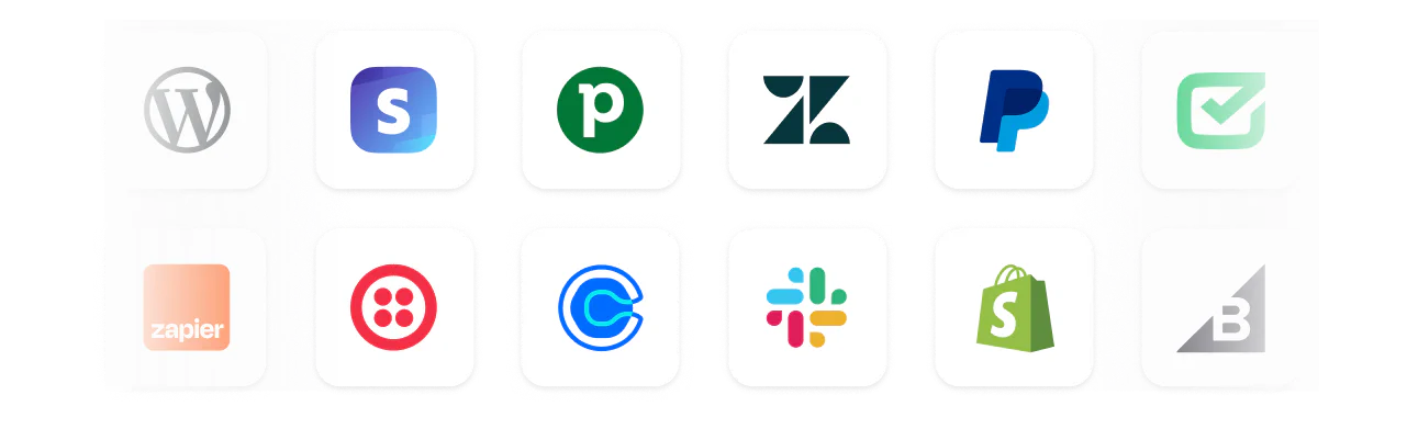 LiveChat integrations connecting customers with tools like Zapier, Shopify, PayPal to drive sales and personalize support