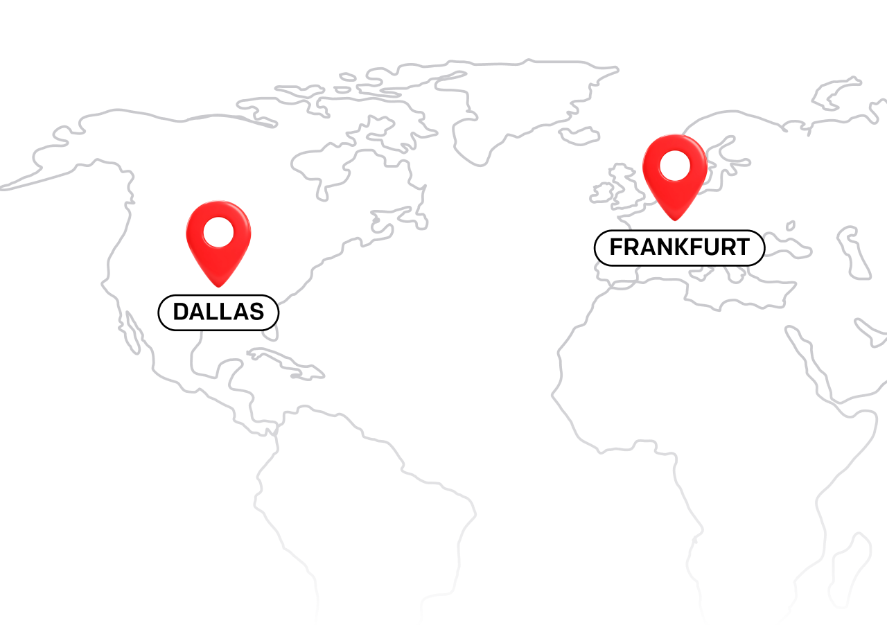 Map highlighting data centers for LiveChat located in Europe and the United States