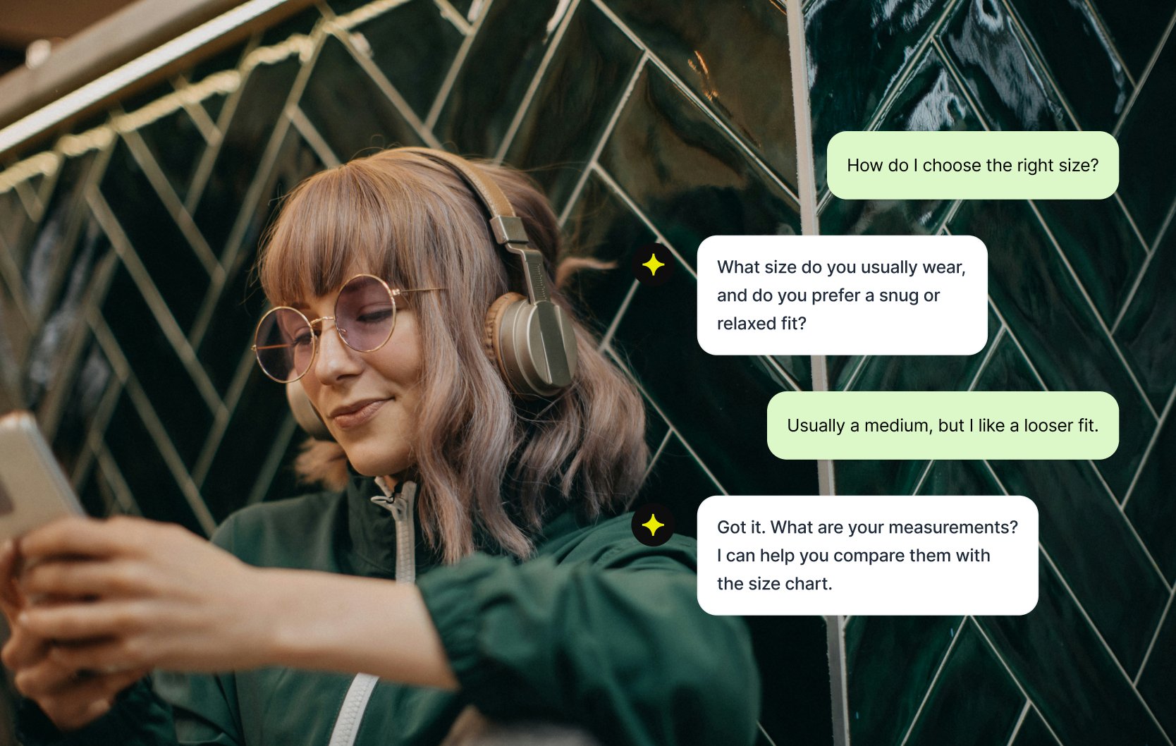 Shopper chatting on WhatsApp about choosing the right size