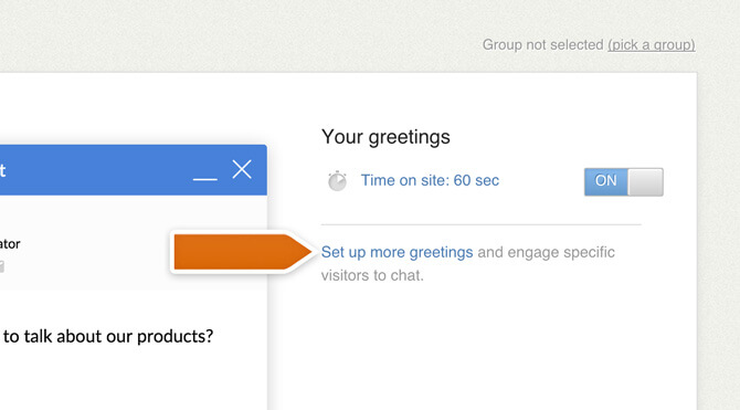 Creating a greeting in LiveChat