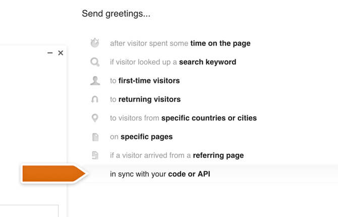 Setting up greeting in sync with code or API