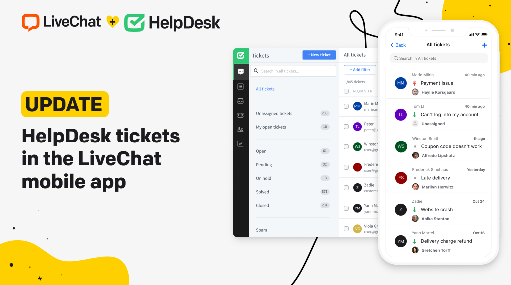 Update HelpDesk tickets in the LiveChat mobile app